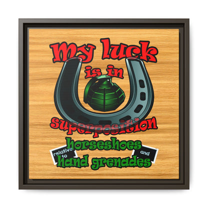 my luck - framed canvas art (butterscotch wood finish)