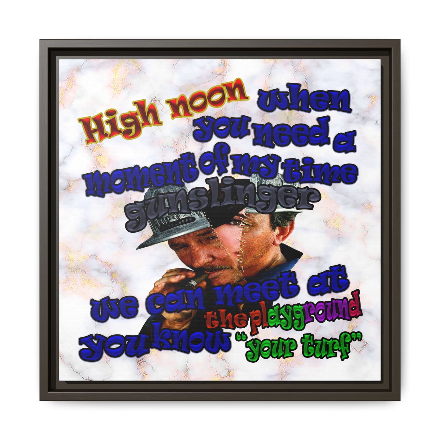 high noon - framed canvas art (white marble)