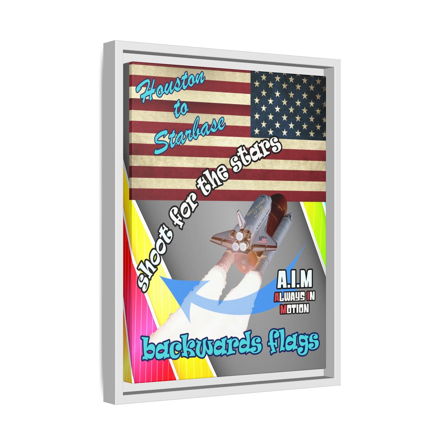 shoot for the stars - framed canvas art (rainbow split)