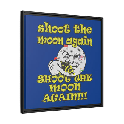 shoot the moon again - framed canvas art (dark blue)