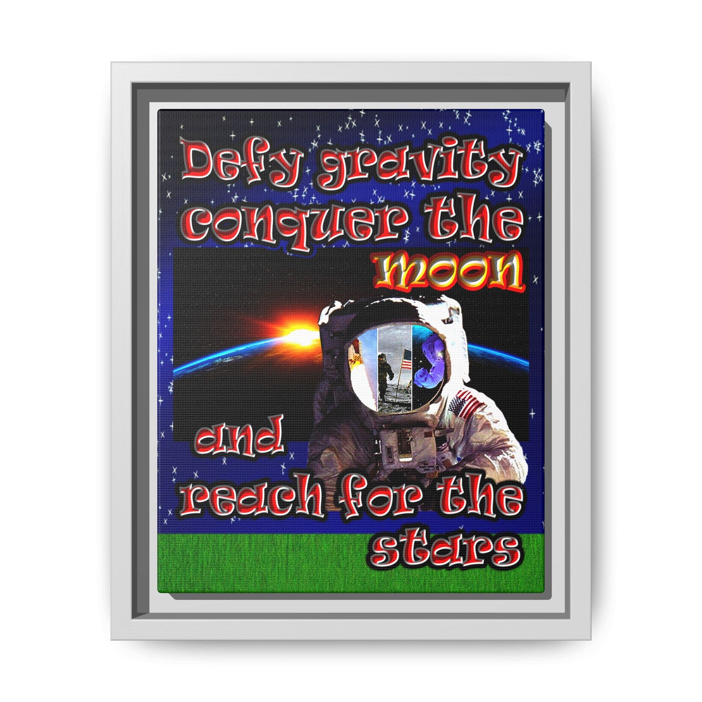 defy conquer reach - framed canvas art ('snoops' background)