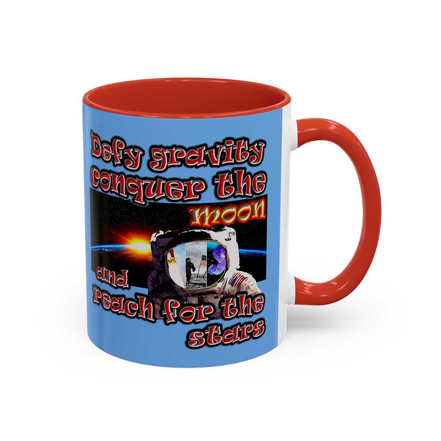 defy conquer reach - Accent Mug (light blue)