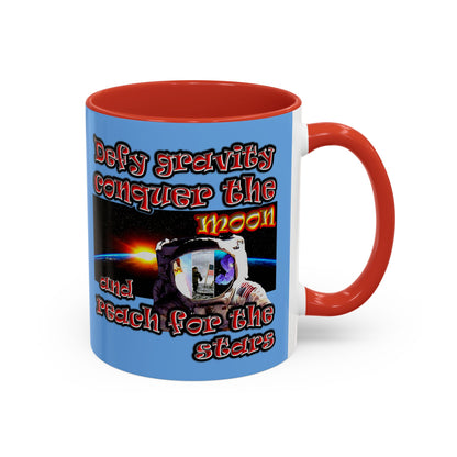 defy conquer reach - Accent Mug (light blue)