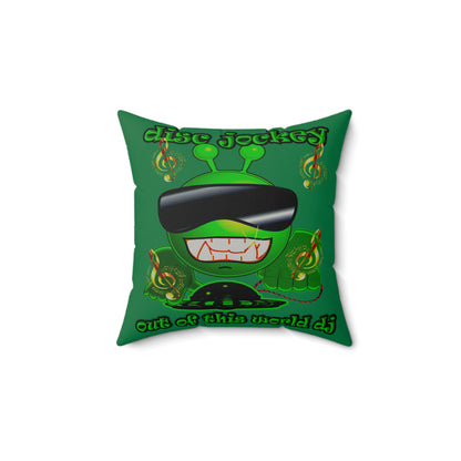 disc jockey - Faux Suede Square Pillow - (dark green)