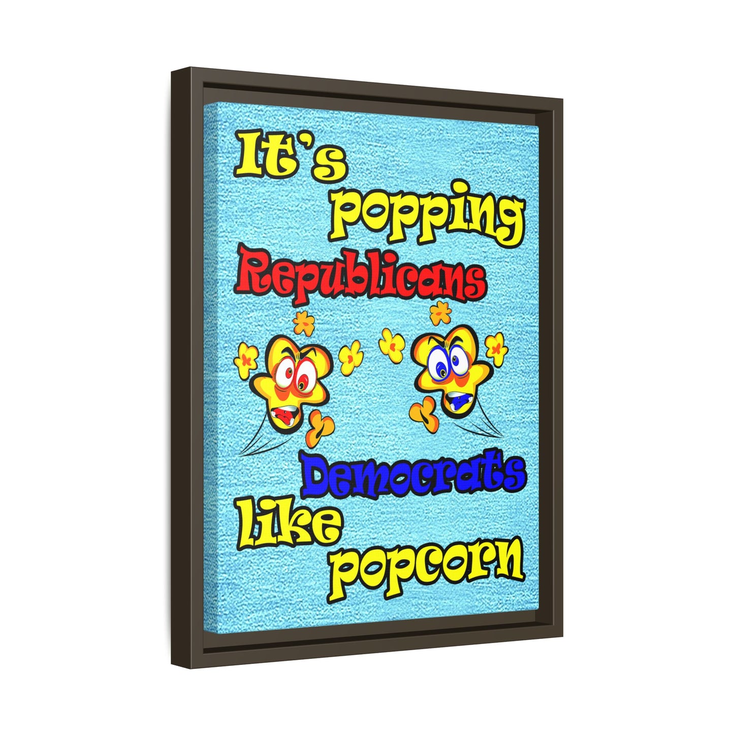 popping like popcorn - framed canvas art (faded dark blue)