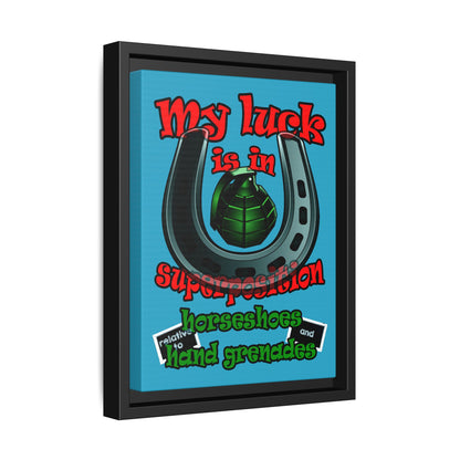 my luck - framed canvas art (turquoise)