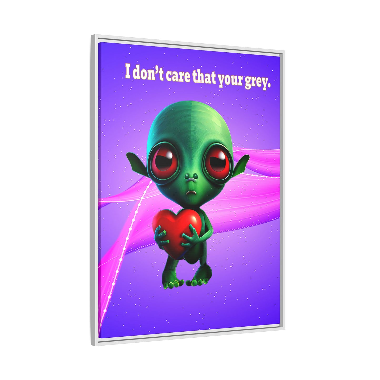 I don't care that your grey - framed canvas art (purple-pink wave)