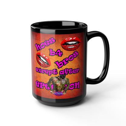 hoes b4 bros - Black Mug (burnt orange)