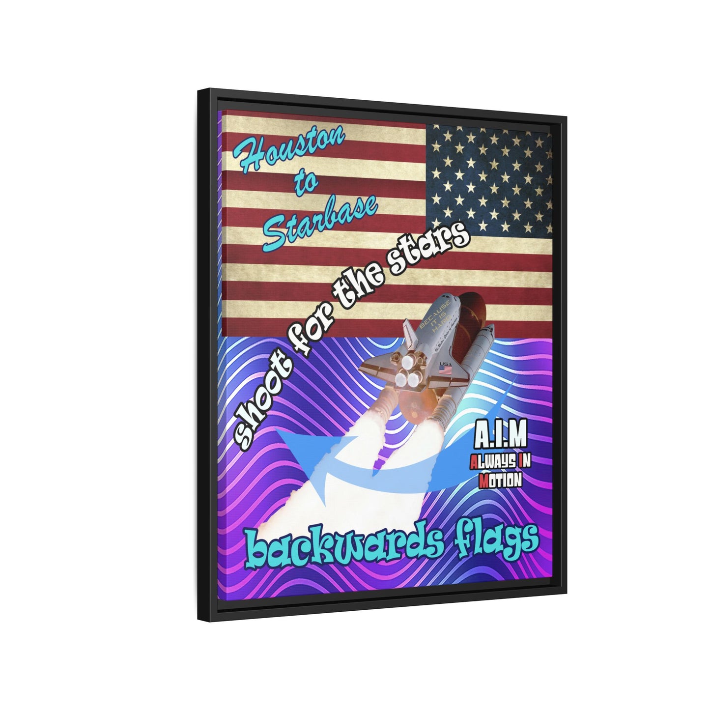 shoot for the stars - framed canvas art (purple wave)