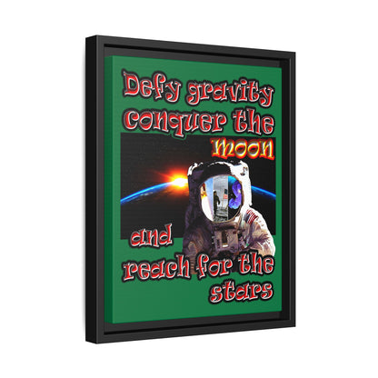 defy conquer reach - framed canvas art (dark green)