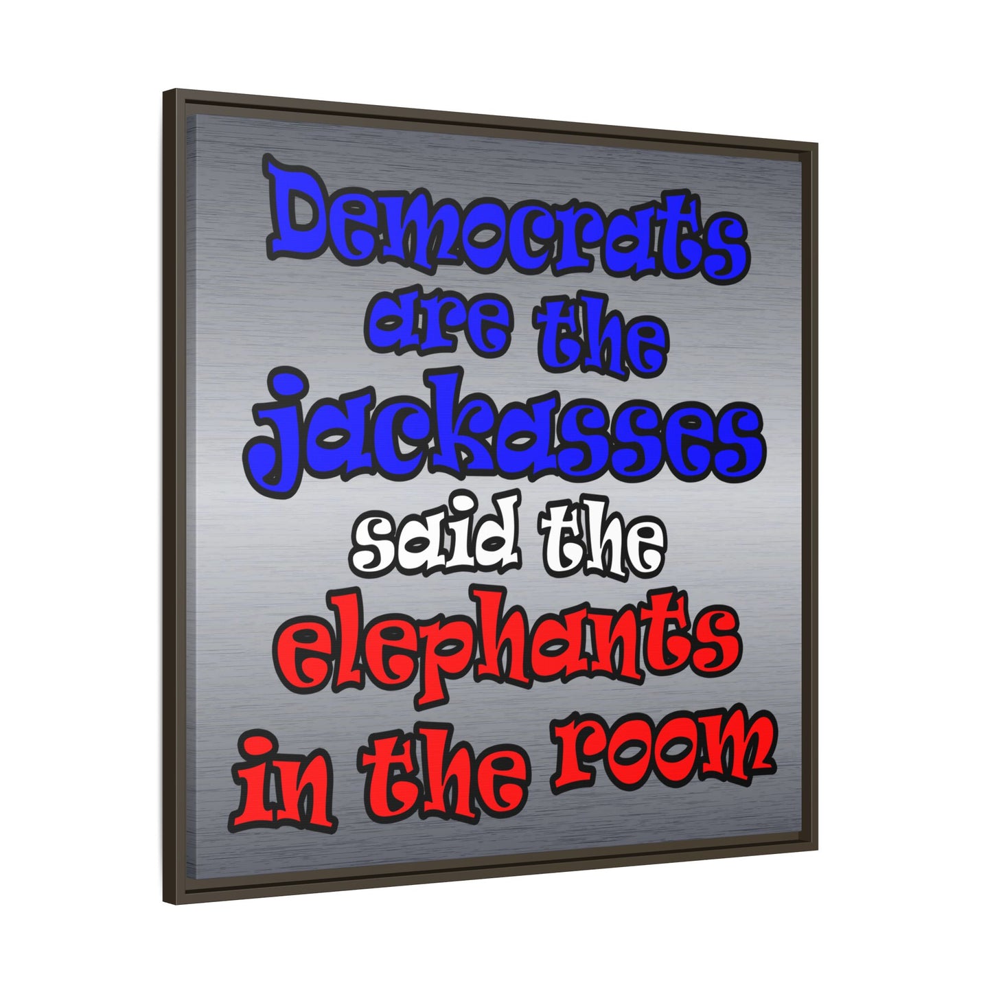 donkeys and elephants - framed canvas art (brushed nickel)