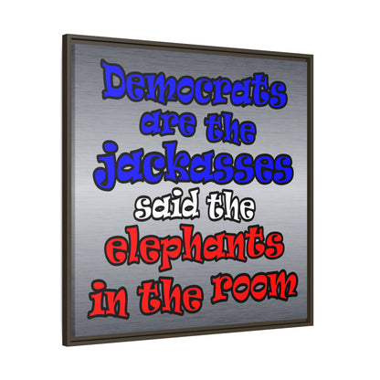 donkeys and elephants - framed canvas art (brushed nickel)