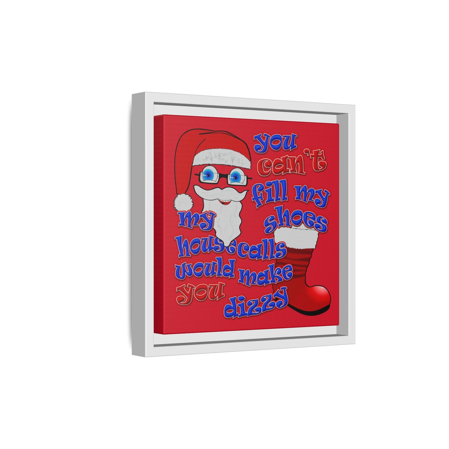 santa's shoes - framed canvas art (dark red)