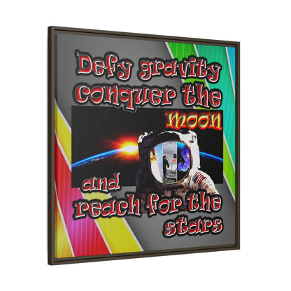 defy conquer reach - framed canvas art (rainbow split)