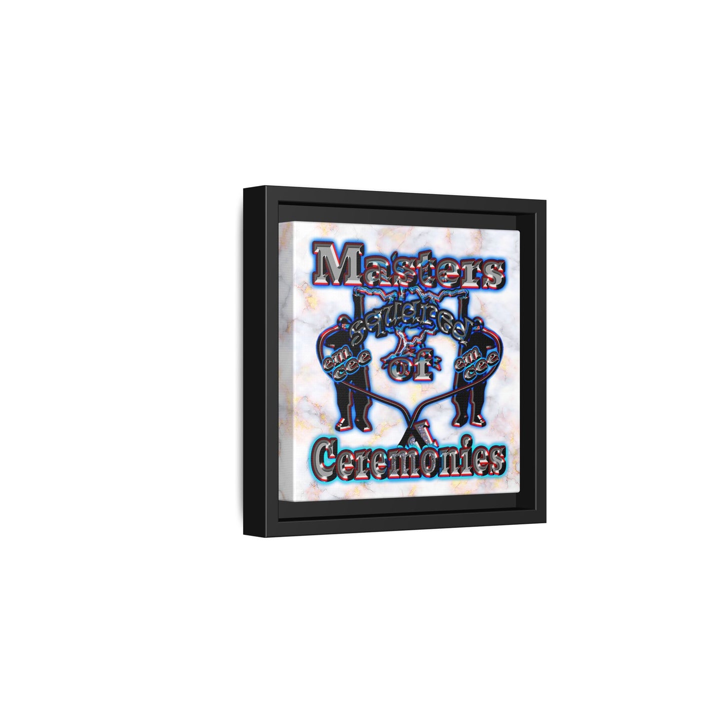 em cee squared - framed canvas art (white marble)