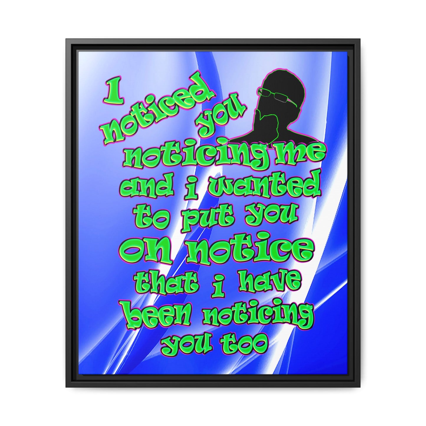 noticed you noticing - framed canvas art (blue-white wave)