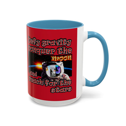 defy conquer reach - Accent Mug (dark red)