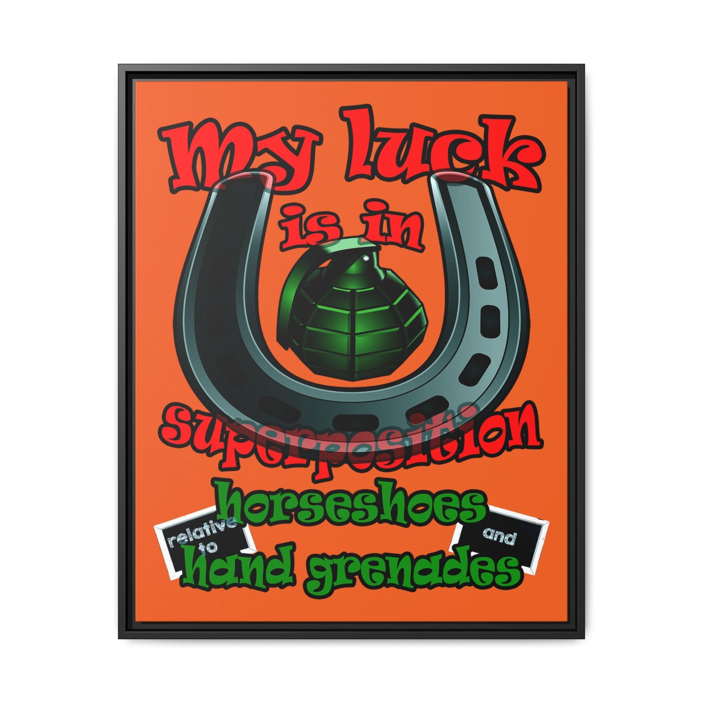 my luck - framed canvas art (orange)