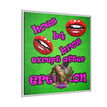 hoes b4 bros - framed canvas art (green turf)