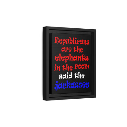 donkeys and elephants - framed canvas art (black)