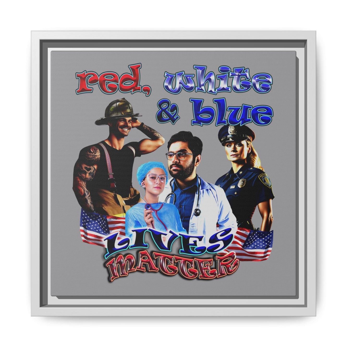 rw&b lives matter - framed canvas art (grey)