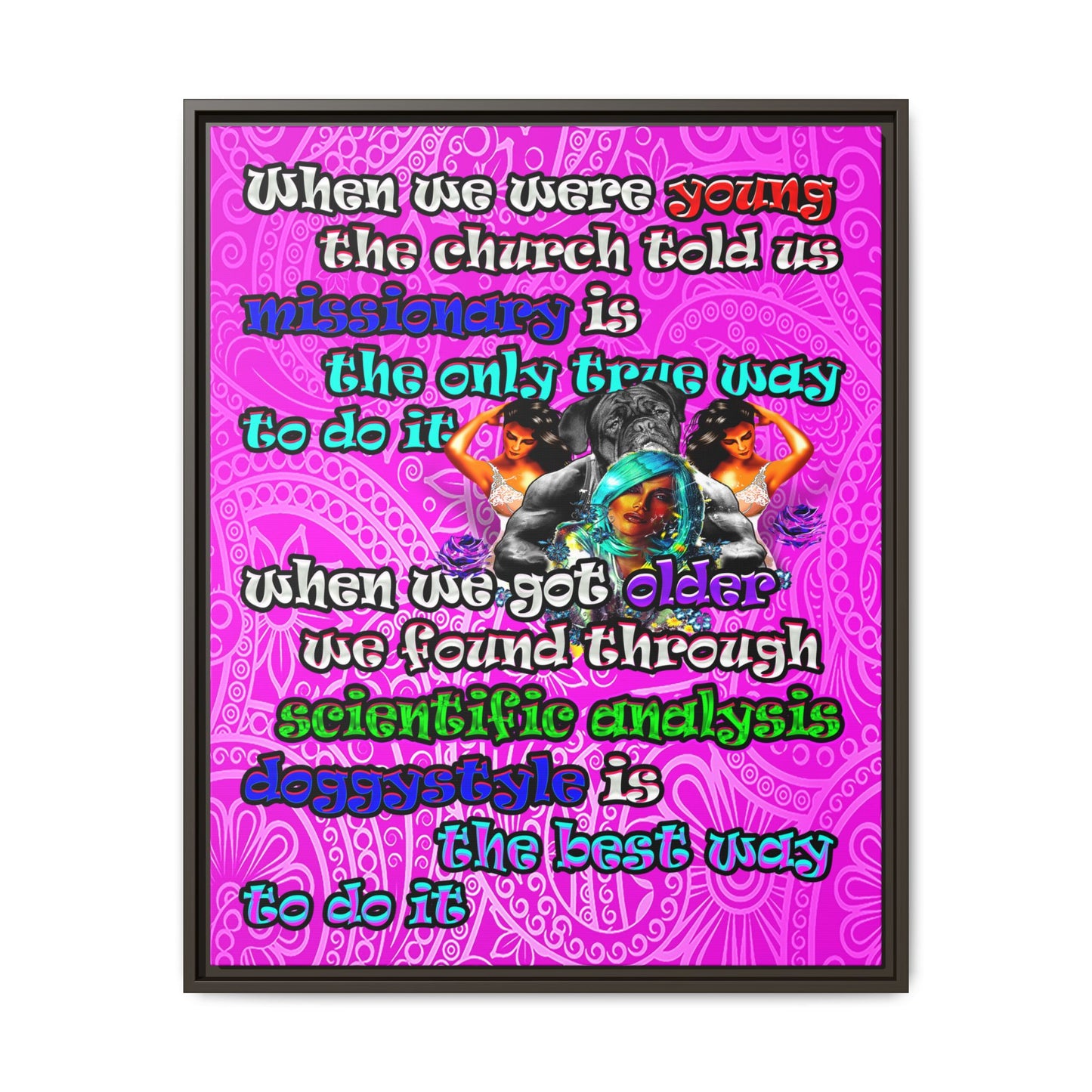 doggystyle - framed canvas art (pink swirl)