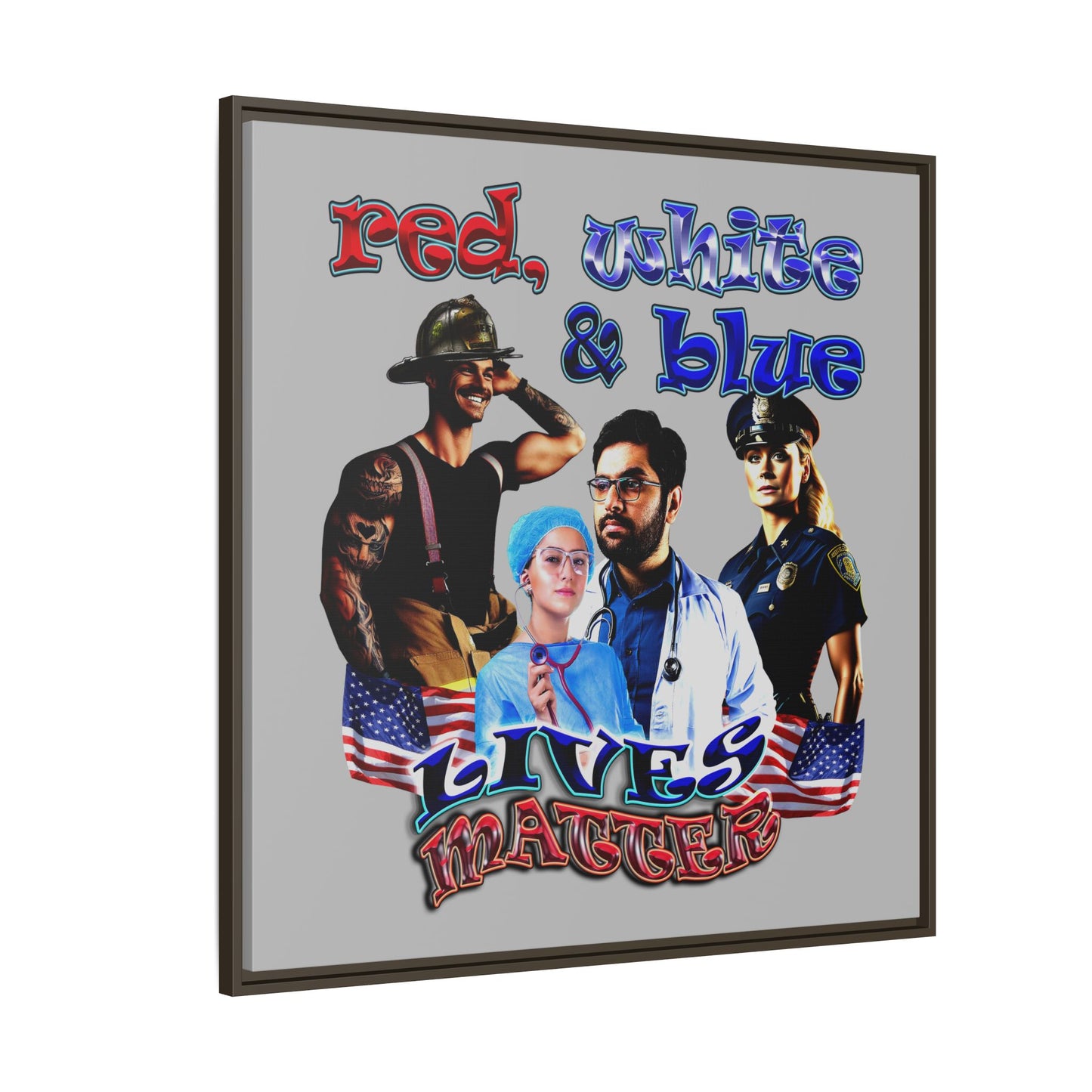 rw&b lives matter - framed canvas art (light grey)