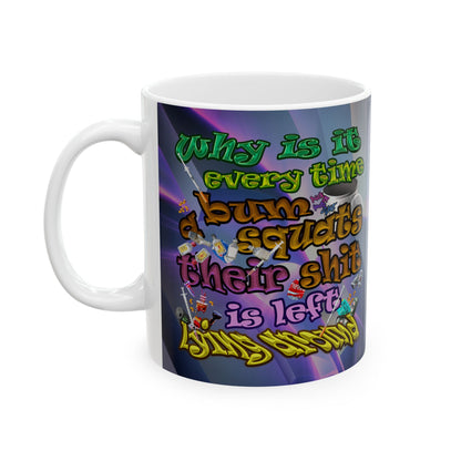 the bum's shit - White Mug (grey-pink wave)