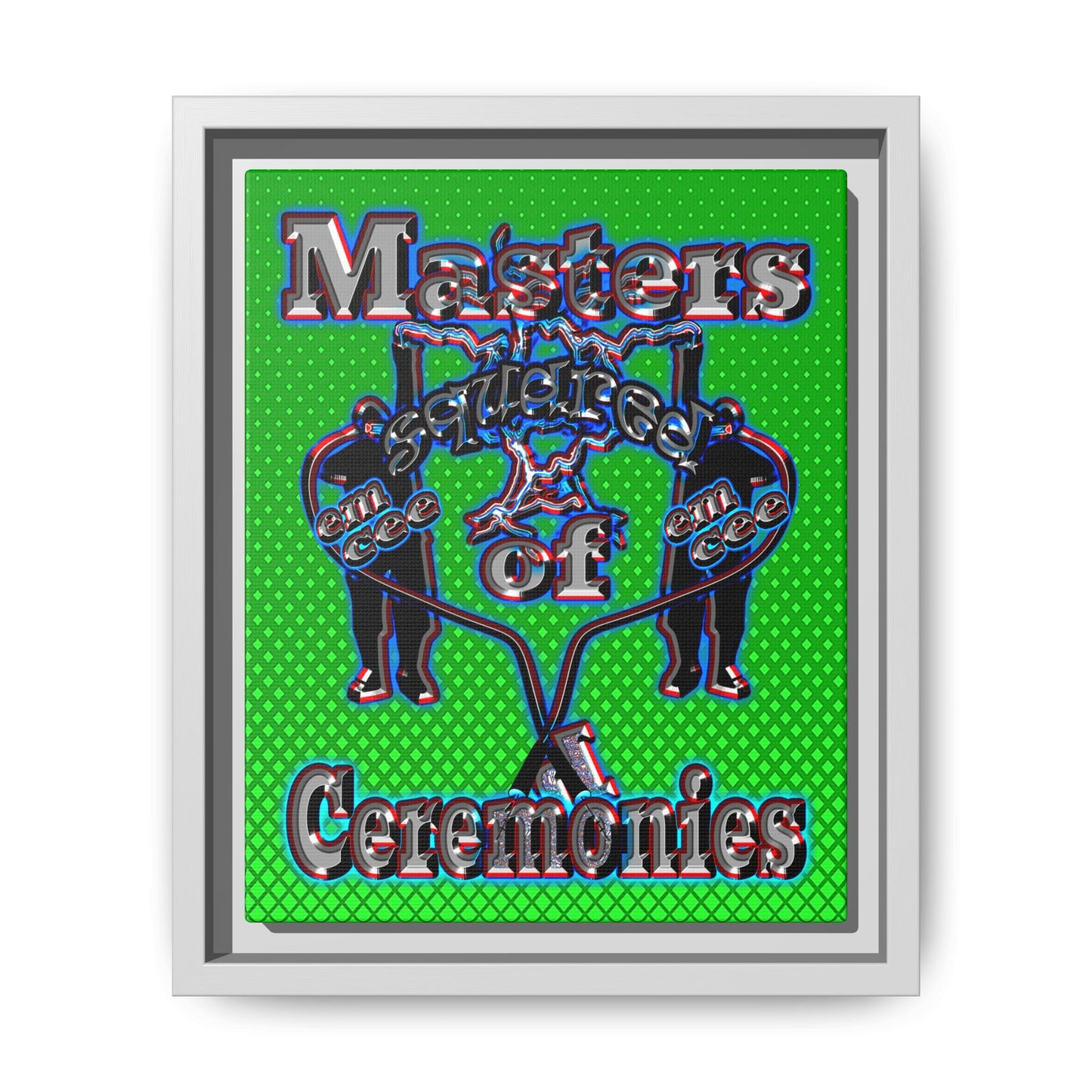 em cee squared - framed canvas art (logo green)