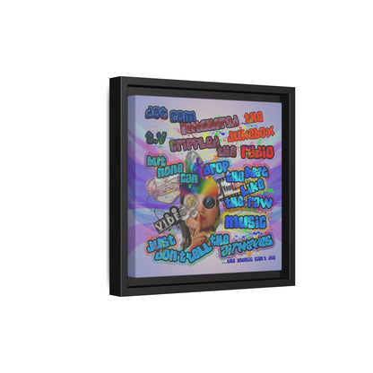 drop the beat - framed canvas art (light blue-pink wave)