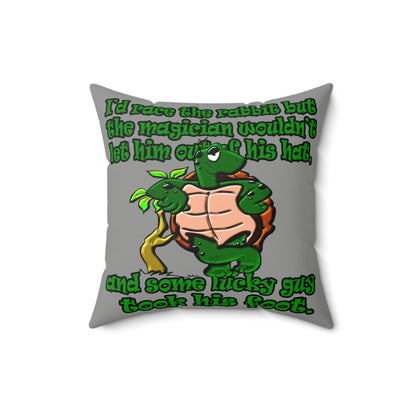 turtle race - Faux Suede Square Pillow - (grey)