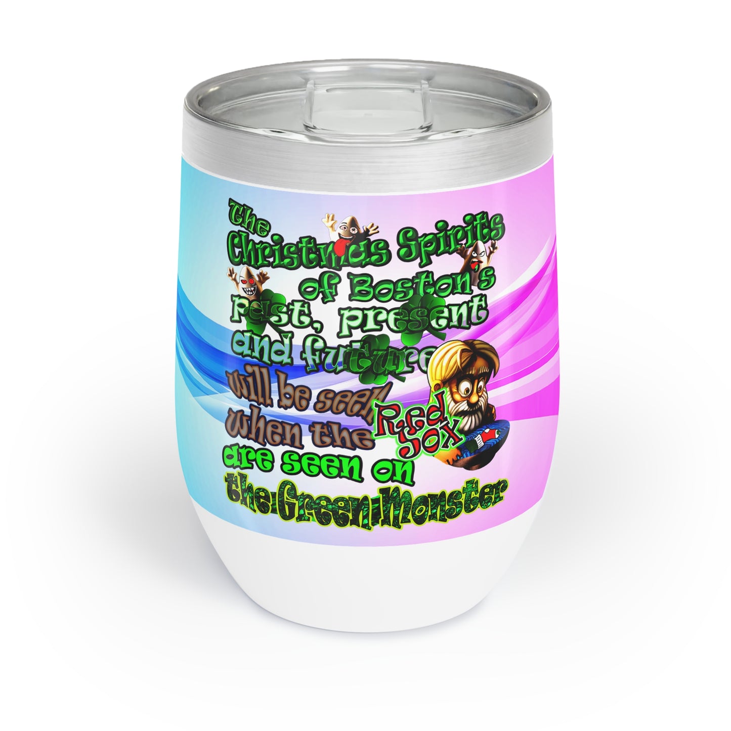 christmas spirits of boston - Chill Wine Tumbler (light blue-pink wave)