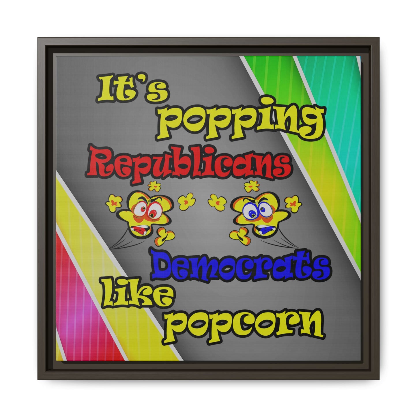 popping like popcorn - framed canvas art (rainbow split)