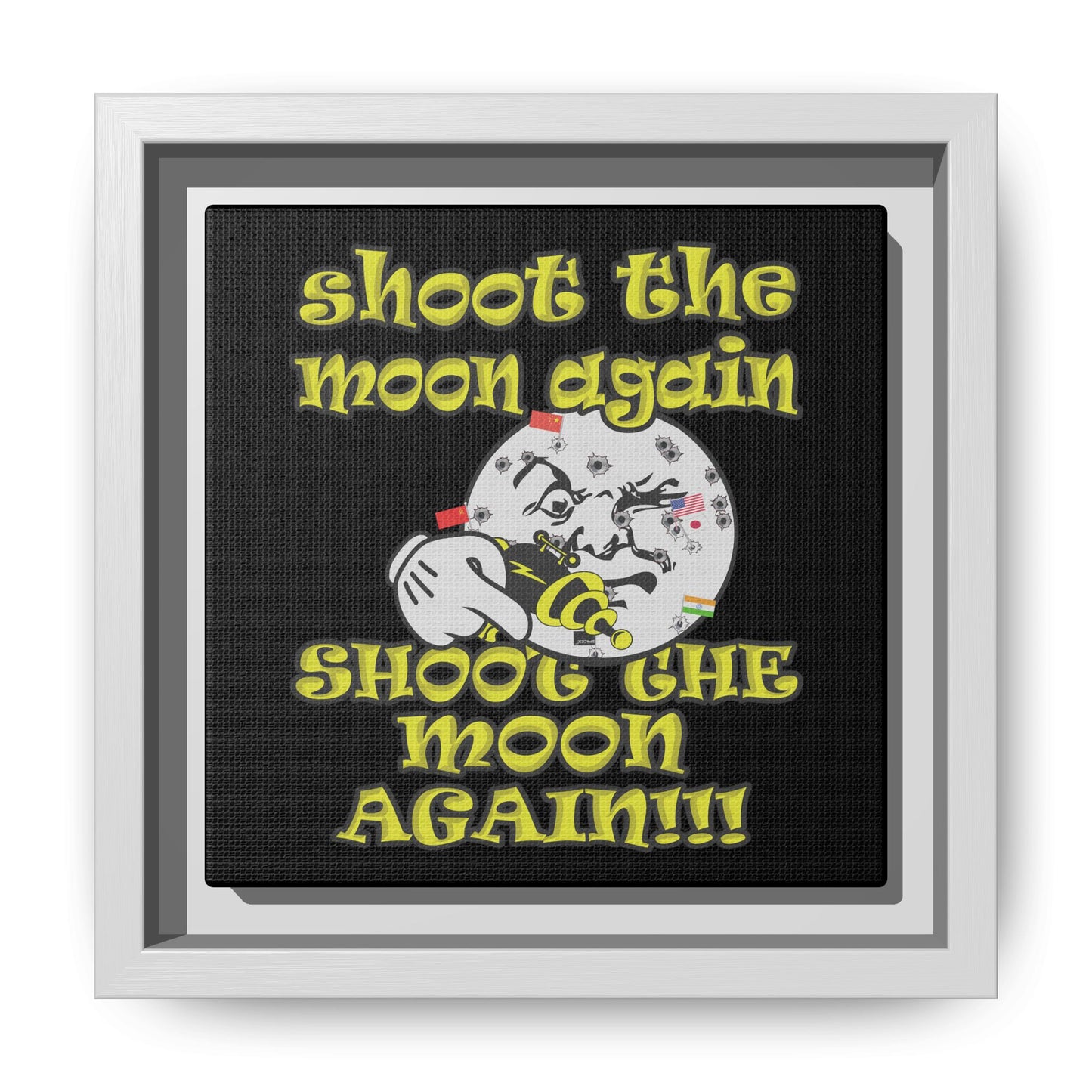 shoot the moon again - framed canvas art (black)