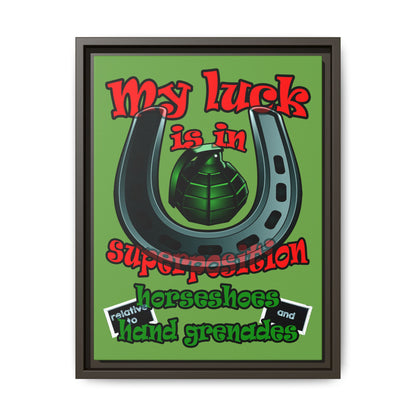 my luck - framed canvas art (green)