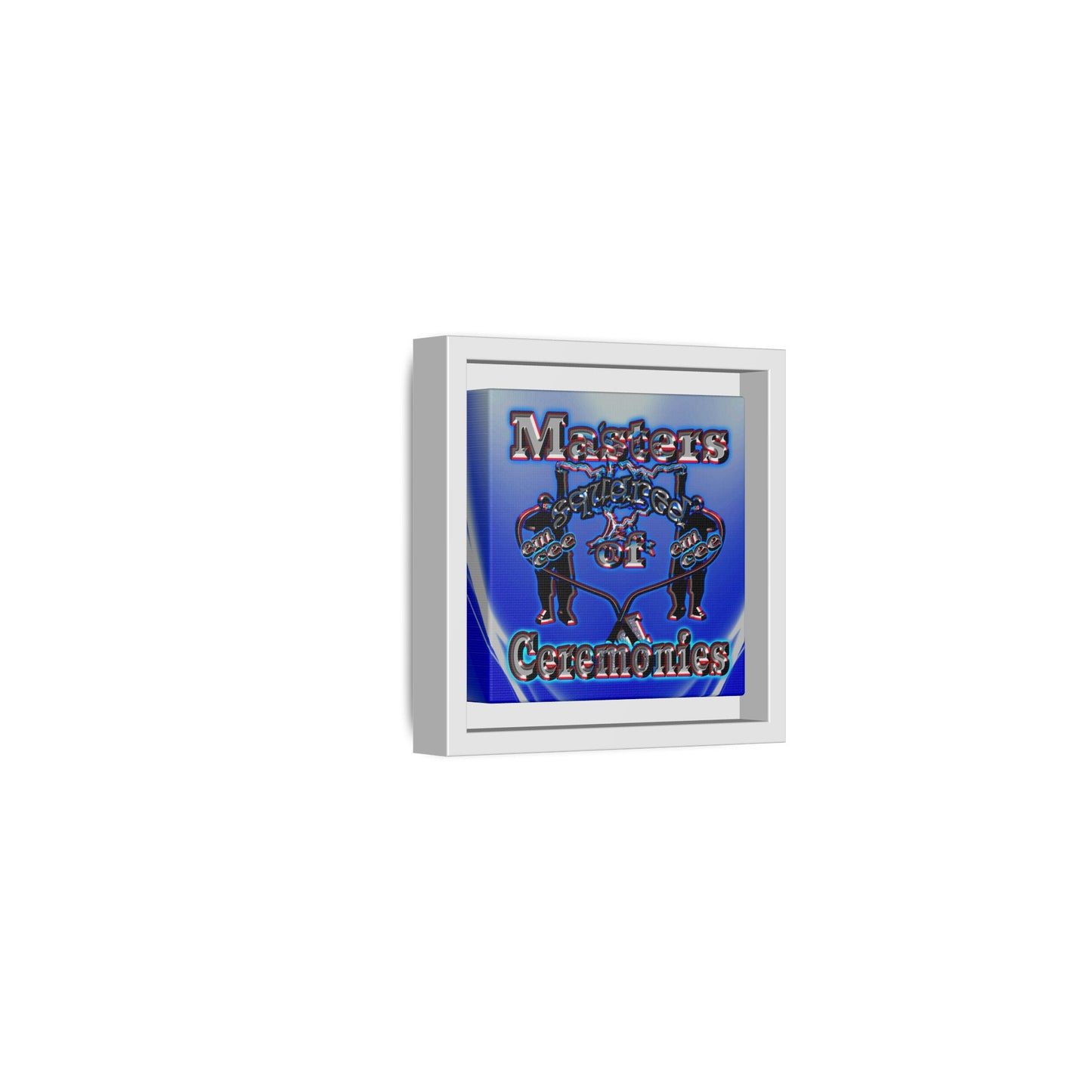 em cee squared - framed canvas art (blue-white wave)