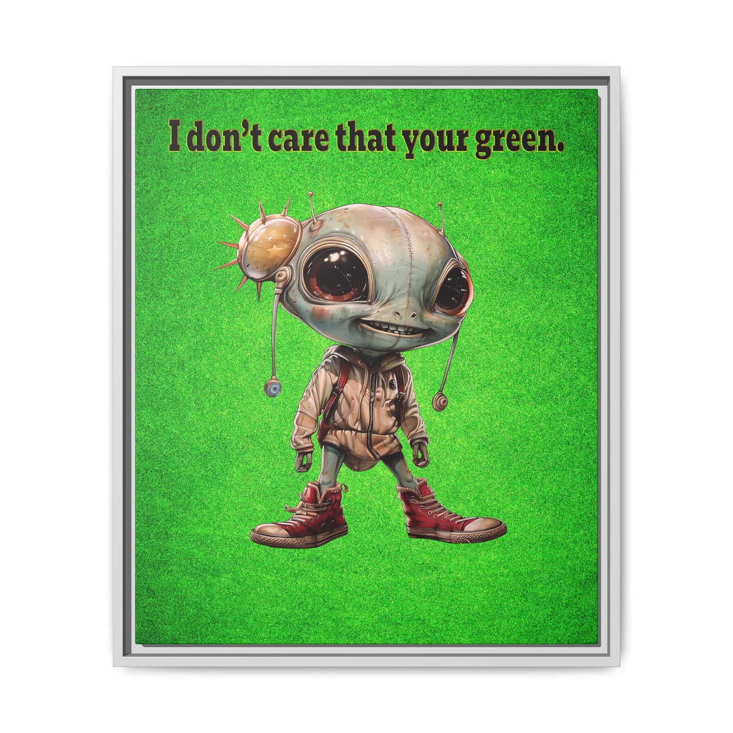 I don't care that your green - framed canvas art (green turf)