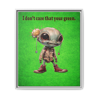 I don't care that your green - framed canvas art (green turf)