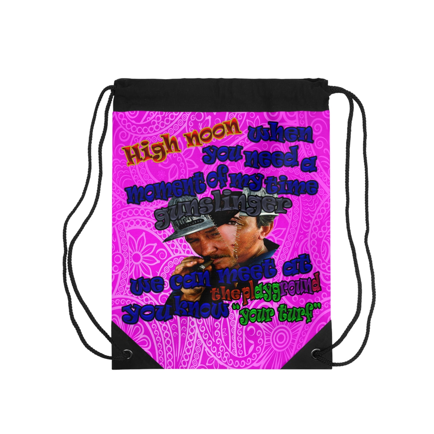 high noon - Drawstring Bag (pink swirl)