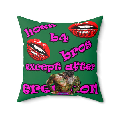 hoes b4 bros - Faux Suede Square Pillow - (dark green)