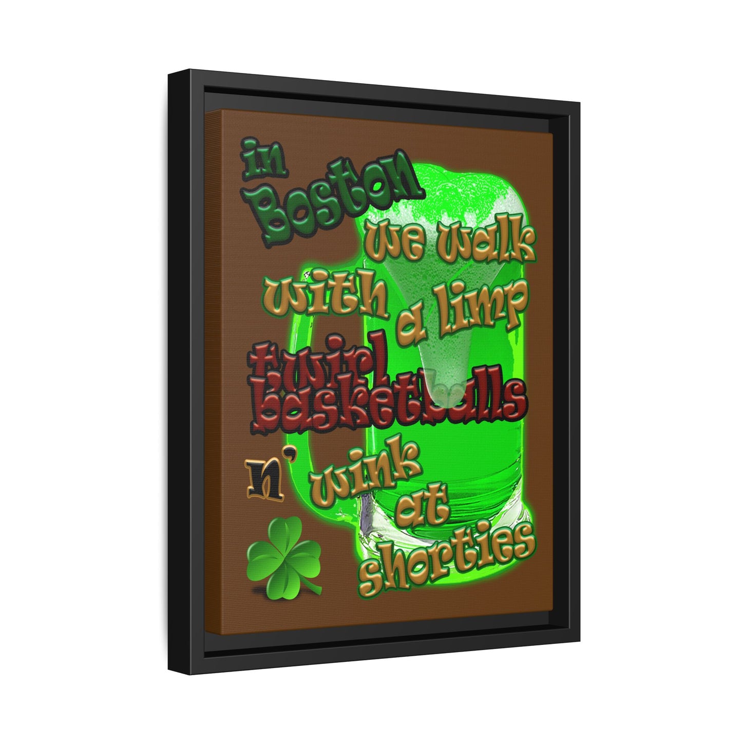 celtics logo - framed canvas art (brown)