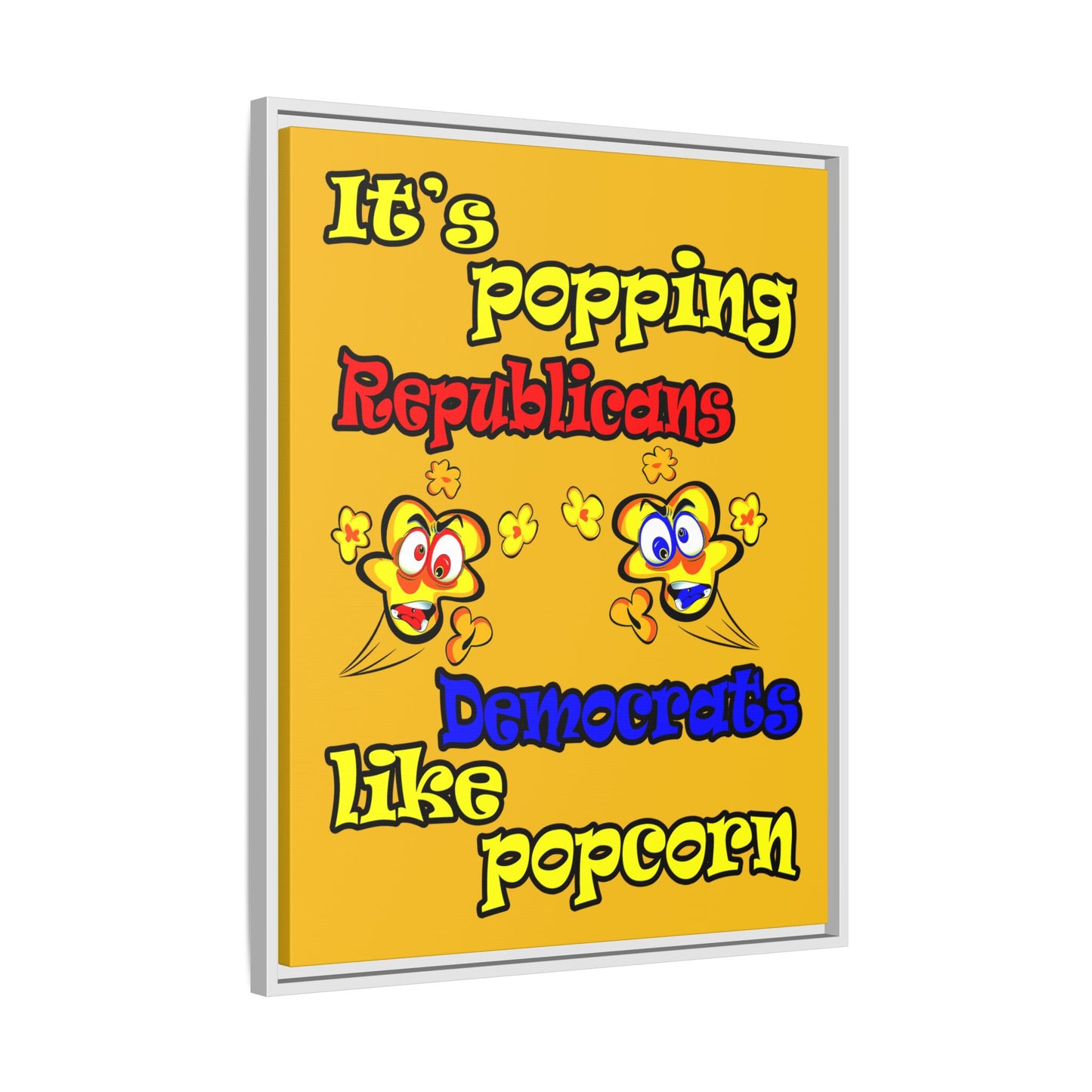 popping like popcorn - framed canvas art (yellow)