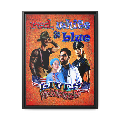 rw&b lives matter - framed canvas art (burnt orange)