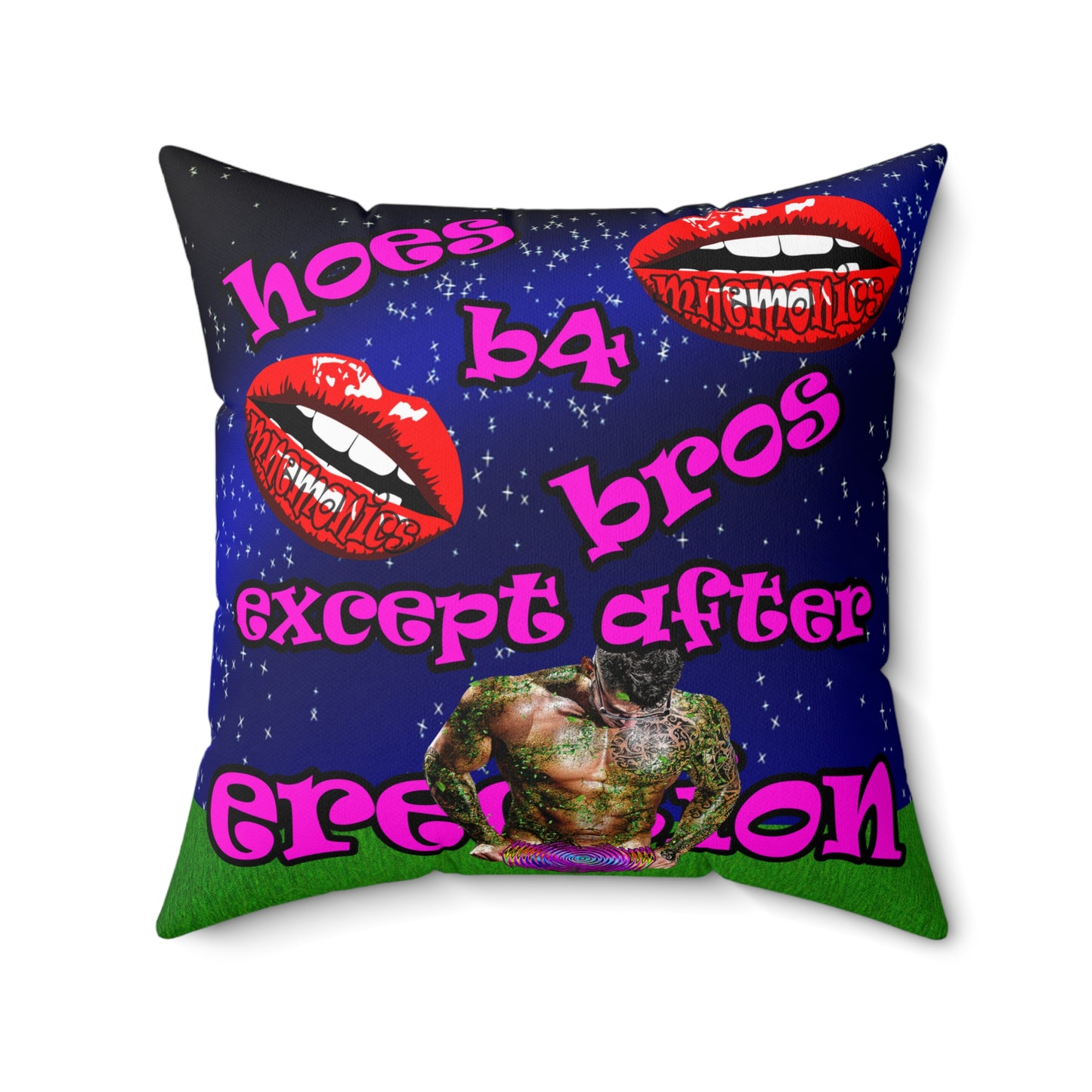 hoes b4 bros - Spun Polyester Square Pillow - ('snoops' background)