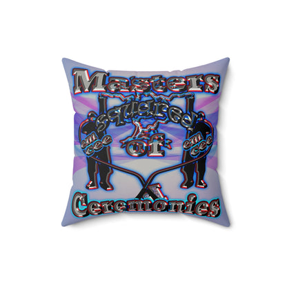 em cee squared - Faux Suede Square Pillow - (light blue-pink wave)