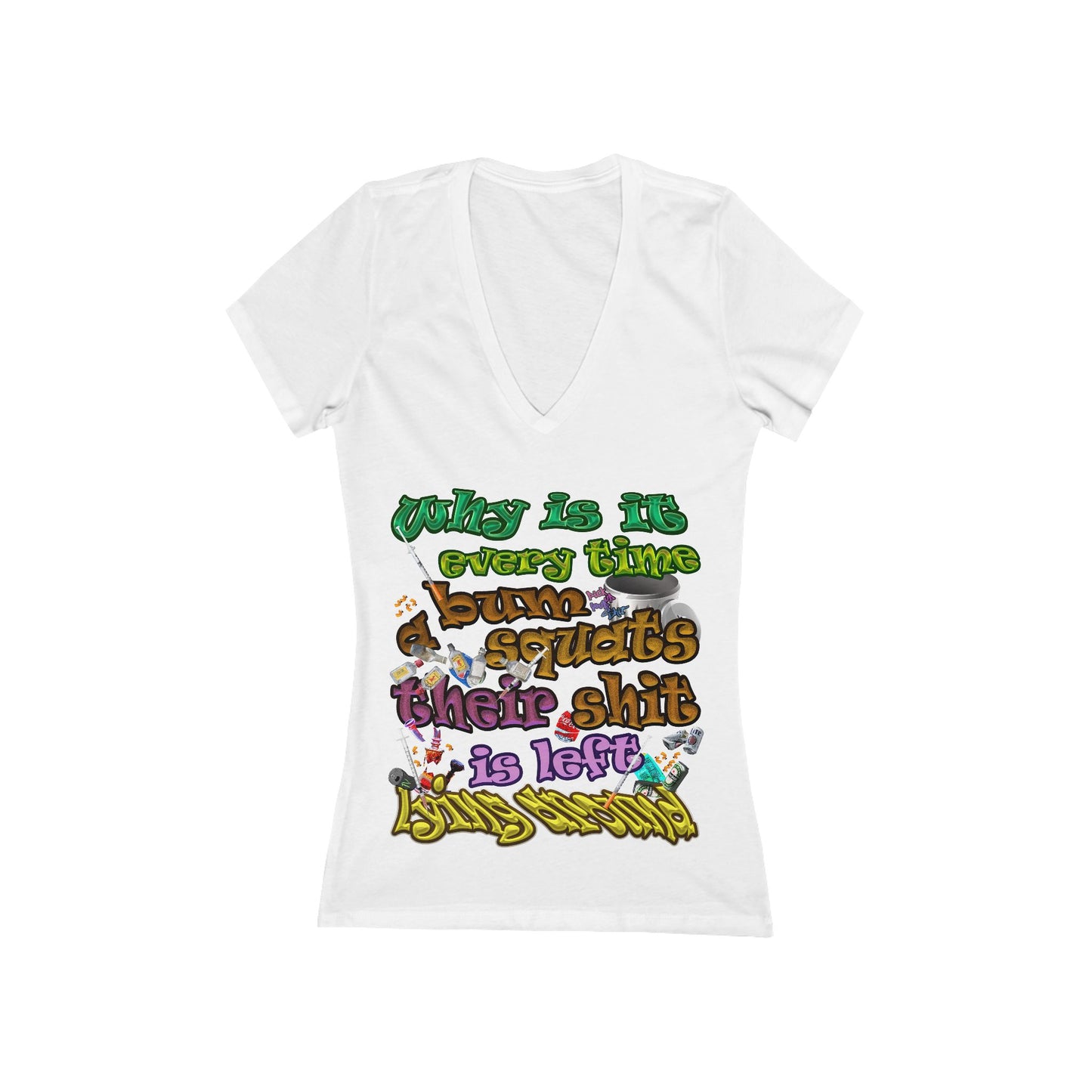 the bum's shit - Women's Jersey Short Sleeve Deep V-Neck Tee