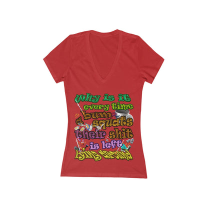 the bum's shit - Women's Jersey Short Sleeve Deep V-Neck Tee