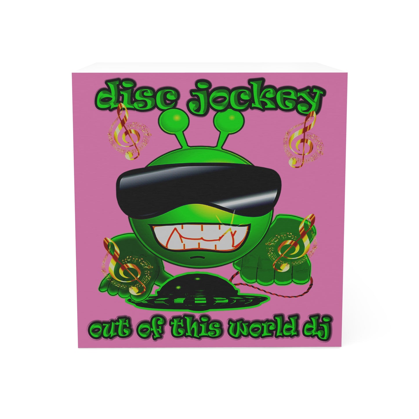 disc jockey - note cube (light pink)
