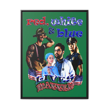 rw&b lives matter - framed canvas art (dark green)