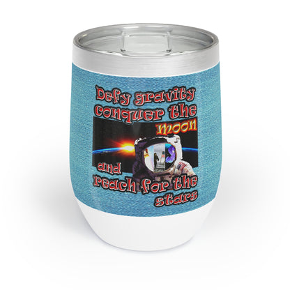 defy conquer reach - Chill Wine Tumbler (faded blue)